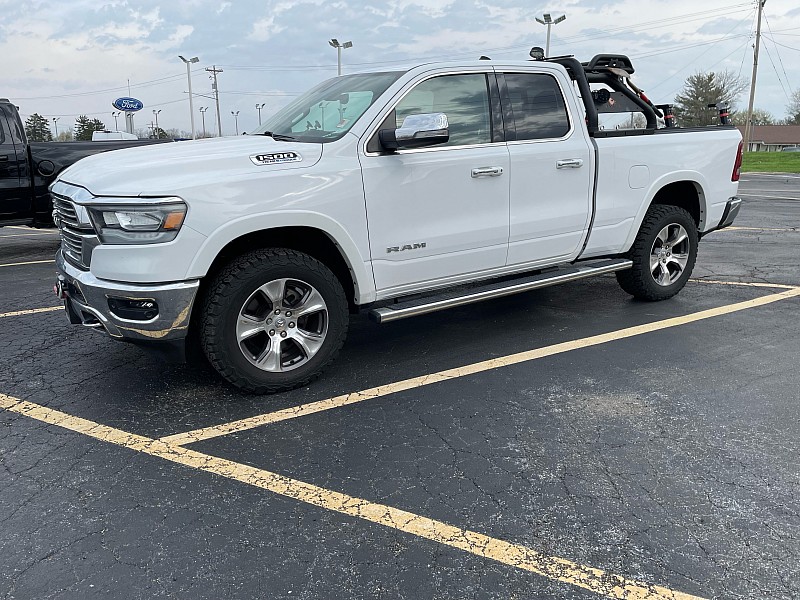 BRIGHT WHITE CLEA 2021 RAM 1500 Laramie Quad Cab 4WD Pickup Truck Four-Wheel Drive 8-Speed Automatic